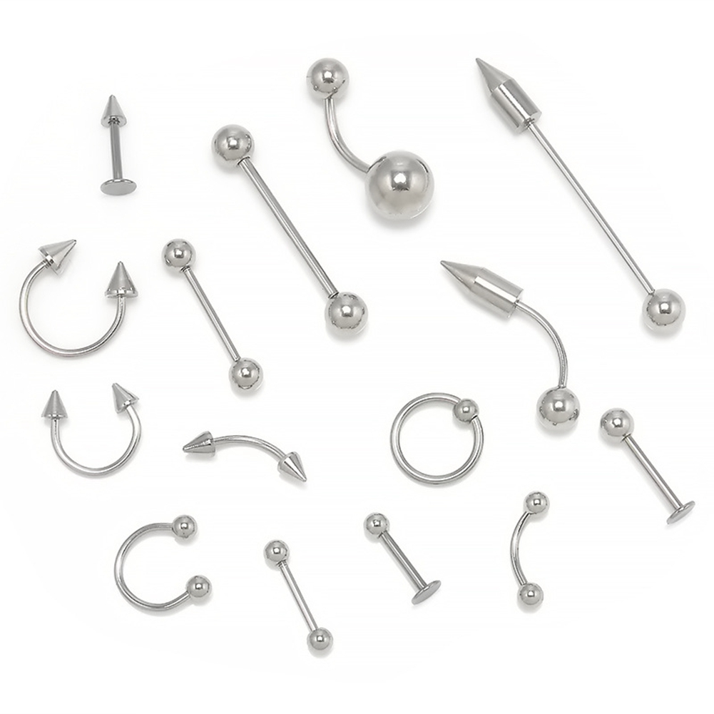 Foto 6 pulgar | Set De Piercings Corporales De Acero Inoxidable Para Lengua  Labios Y Cejas - Venta Internacional.