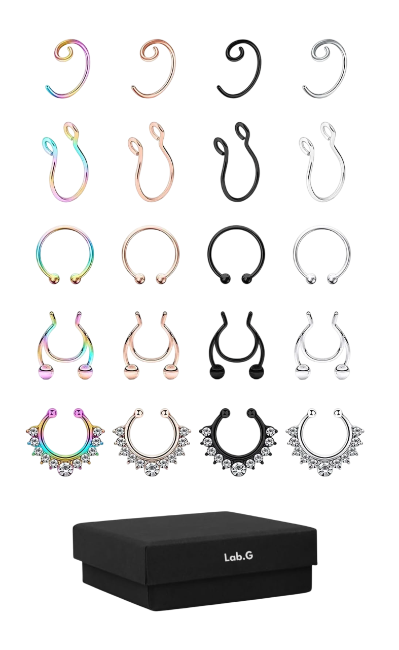 Foto 2 pulgar | 20 Piercing Falso Nariz Nostril Acero Multicolor