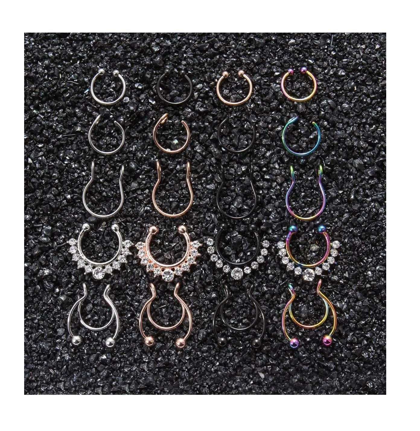 Foto 4 pulgar | 20 Piercing Falso Nariz Nostril Acero Multicolor