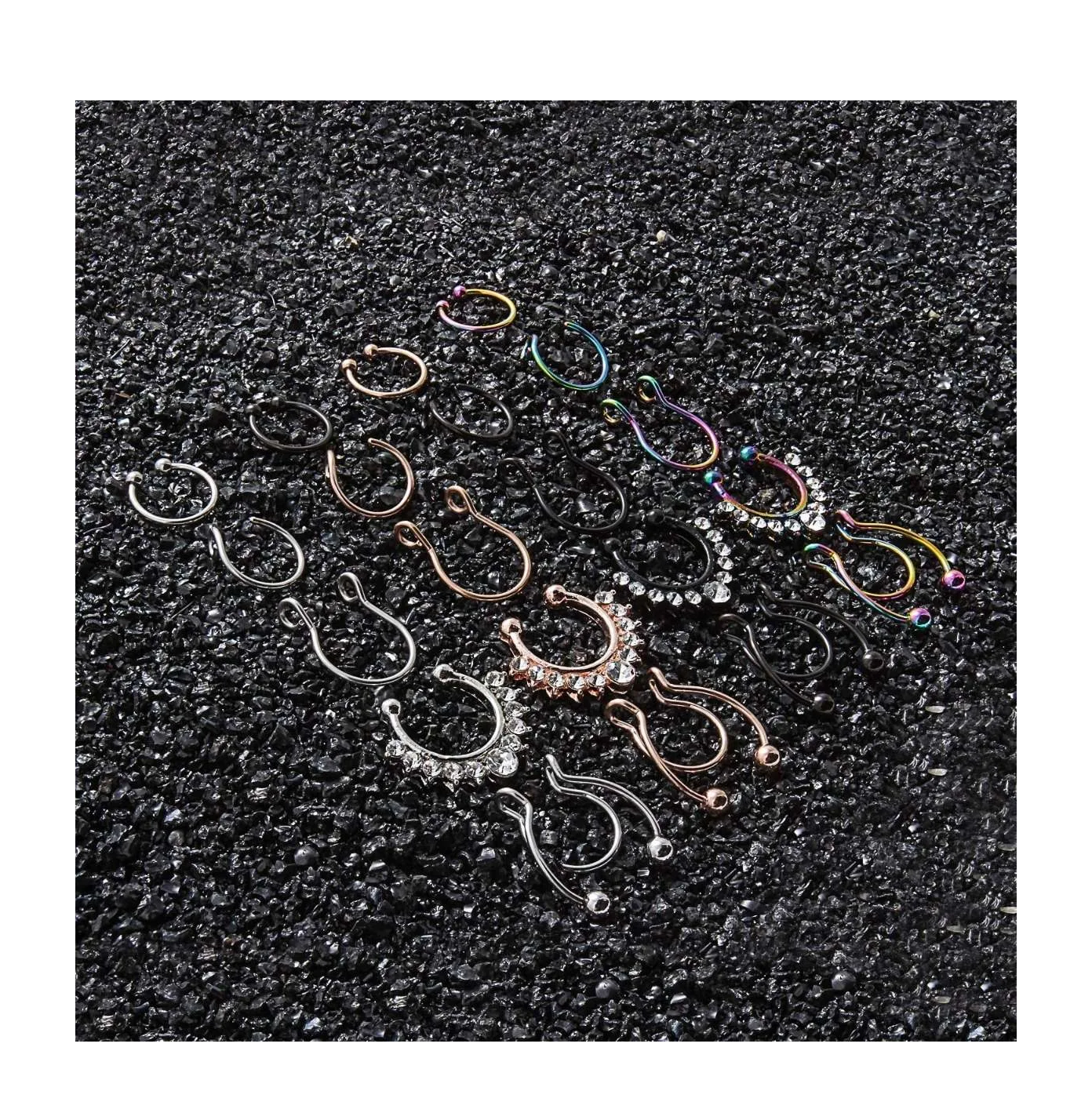 Foto 5 pulgar | 20 Piercing Falso Nariz Nostril Acero Multicolor