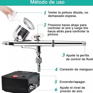 Foto 3 | Kit Aerógrafo Multiuso Doble Acción para Repostería 13 Piezas Eo Safe Imports Esi-4441-1 Plata