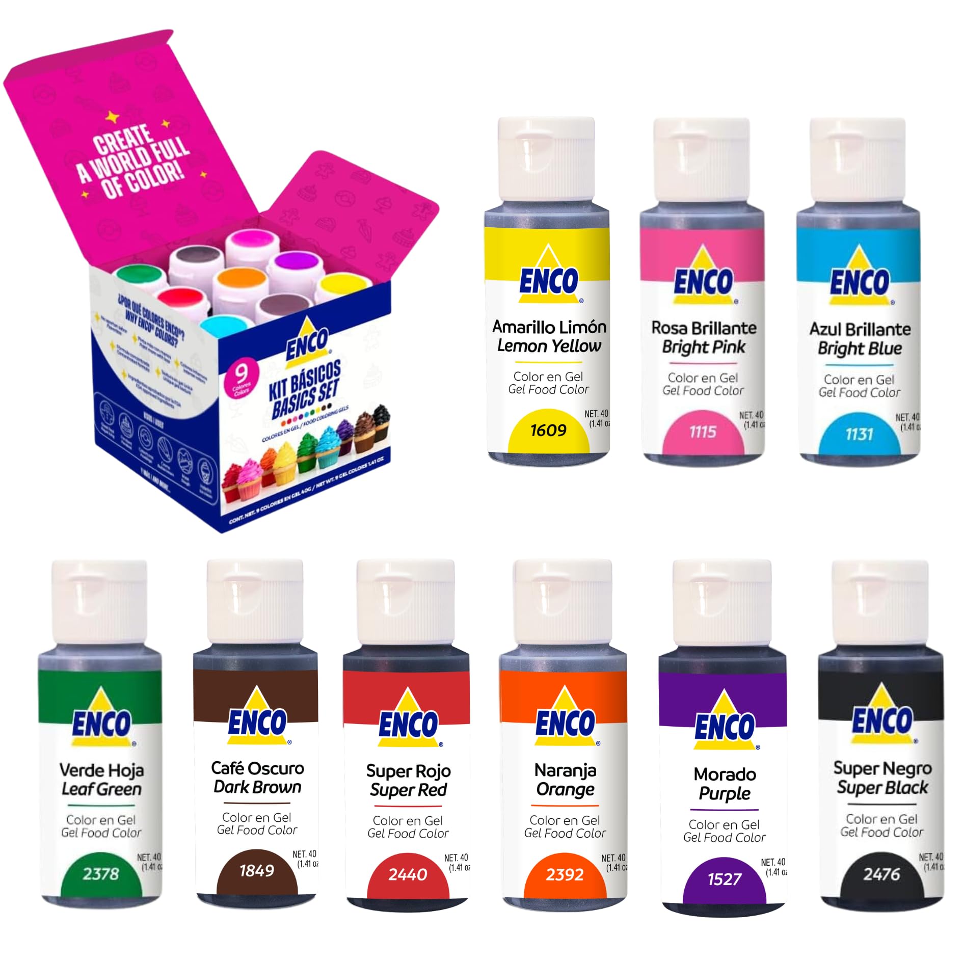 Foto 2 | Kit 9 Colores En Gel Enco 40 Grs