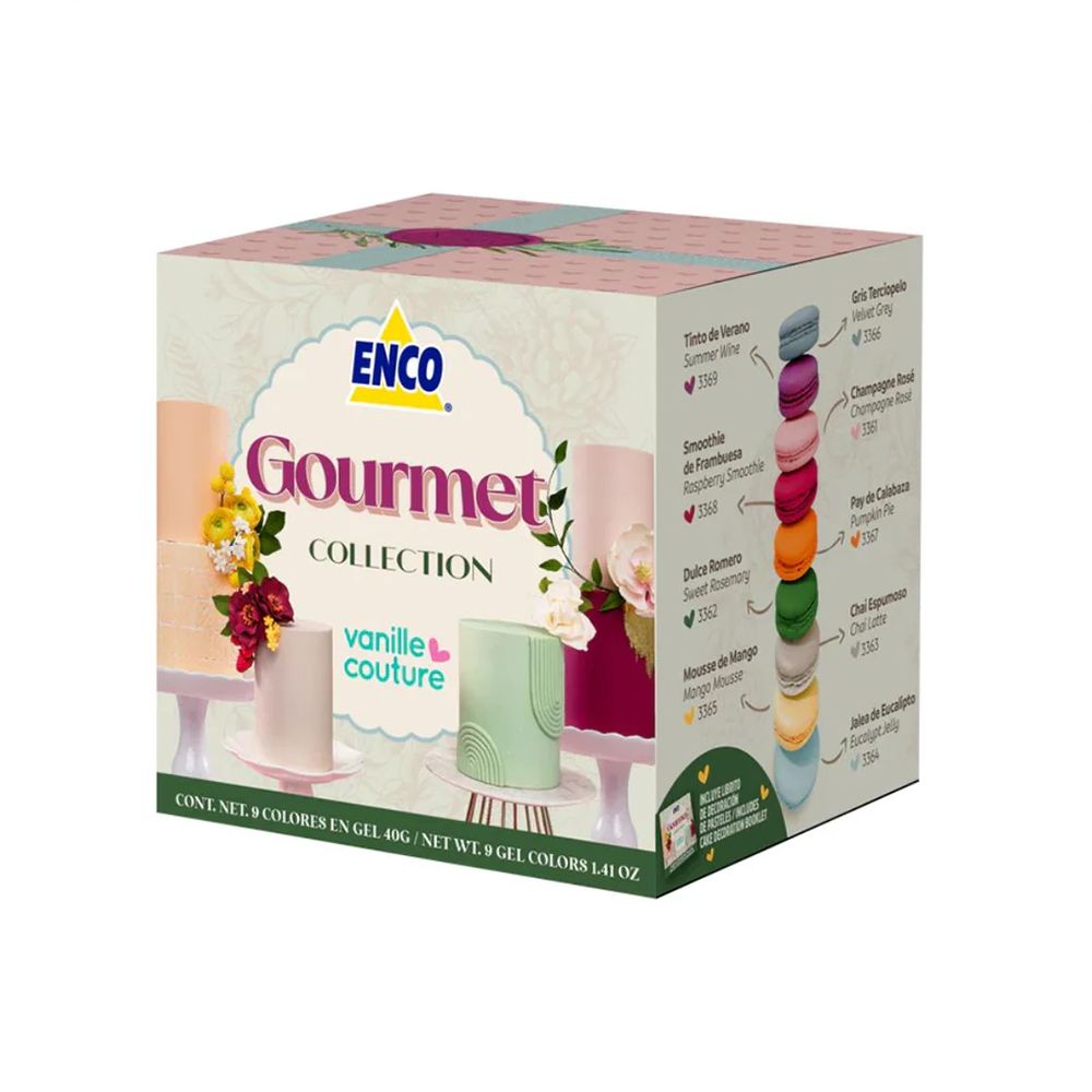 Foto 2 pulgar | Kit Gourmet 9 Colores Gel 40 Grs Enco