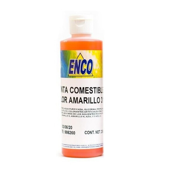 Foto 2 pulgar | Tinta Comestible Amarillo 250 Ml Enco