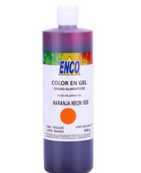 Foto 2 pulgar | Mega Color Gel Naranja Neon 500 Grs Enco