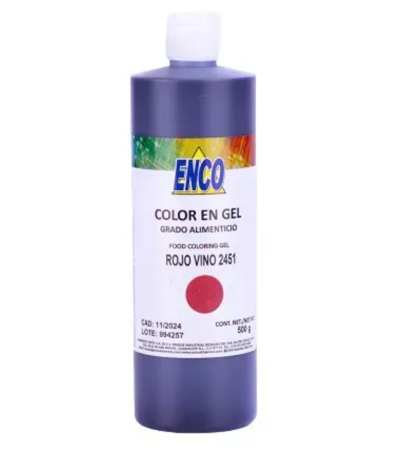 Foto 2 pulgar | Mega Color Gel Rojo Vino 500 Grs Enco