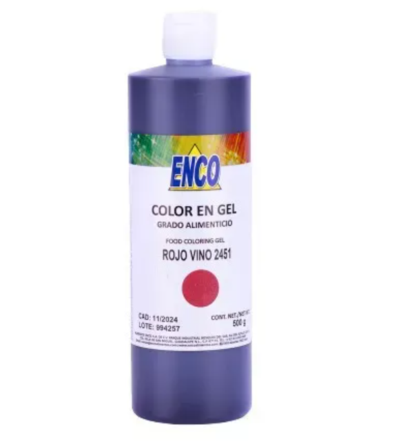 Mega Color Gel Rojo Vino 500 Grs Enco