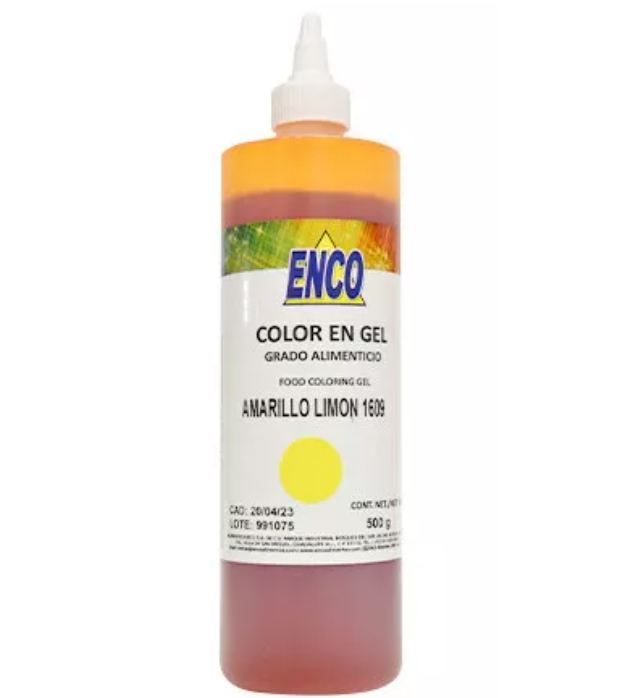 Mega Color Gel Amarillo Limón 500 Grs Enco