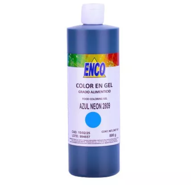 Mega Color Gel Azul Neón 500 Grs Enco