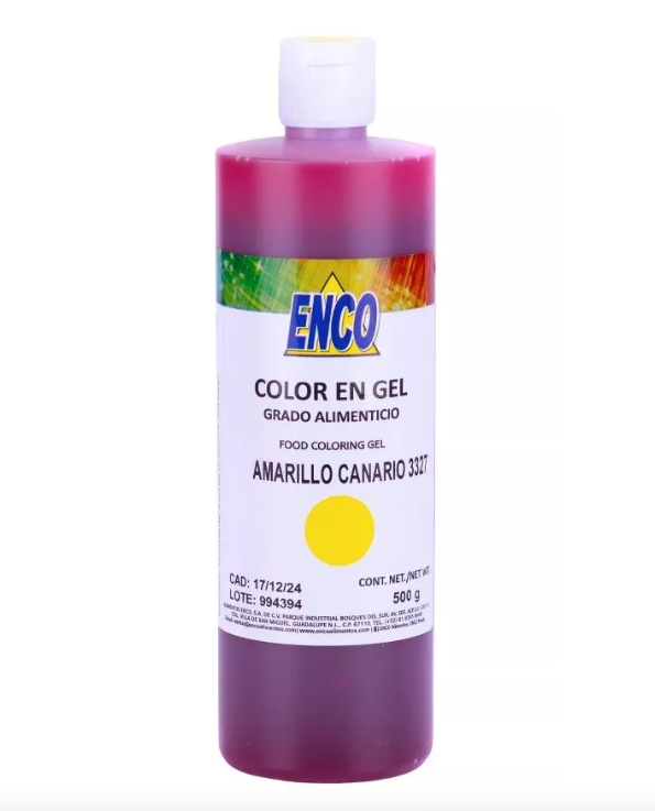 Mega Color Gel Amarillo Canario 500 Grs Enco