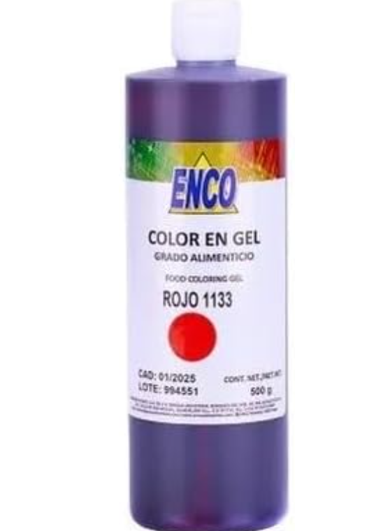 Foto 2 pulgar | Mega Color Gel Rojo  500 Grs Enco