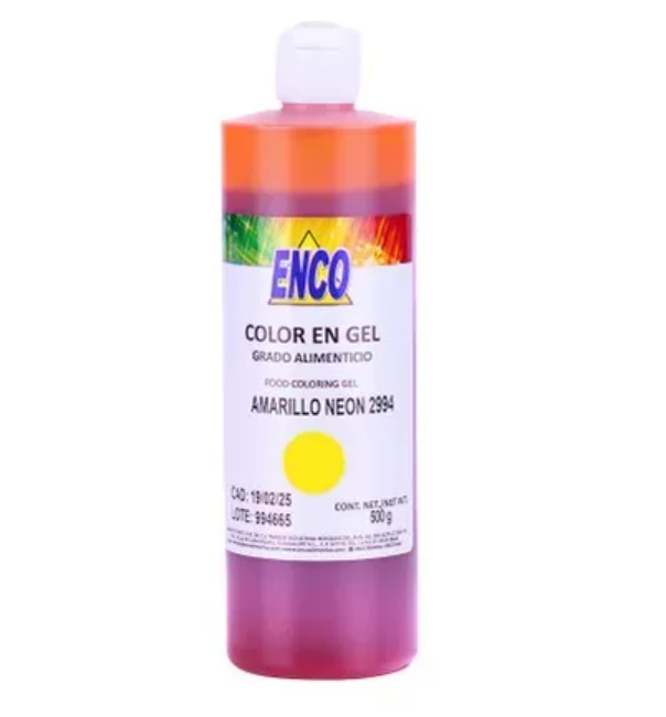 Mega Color Gel Amarillo Neón 500 Grs Enco