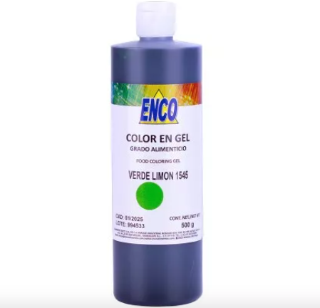 Foto 2 pulgar | Mega Color Gel Verde Limón 500 Grs Enco