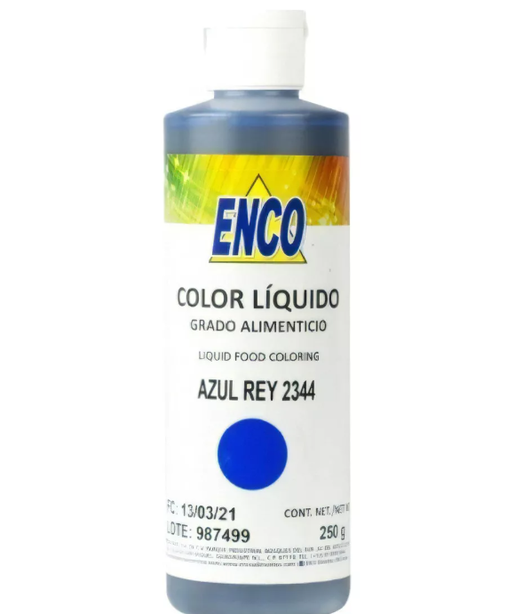 Foto 2 pulgar | Color Liquido Azul Rey 250 Grs Enco