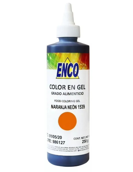 Foto 2 pulgar | Color Gel Naranja Neón 250 Grs Enco