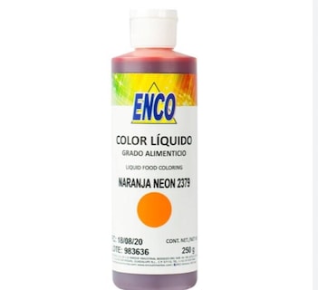Foto 1 | Colorante Liquido Naranja Neón 250 Grs Enco