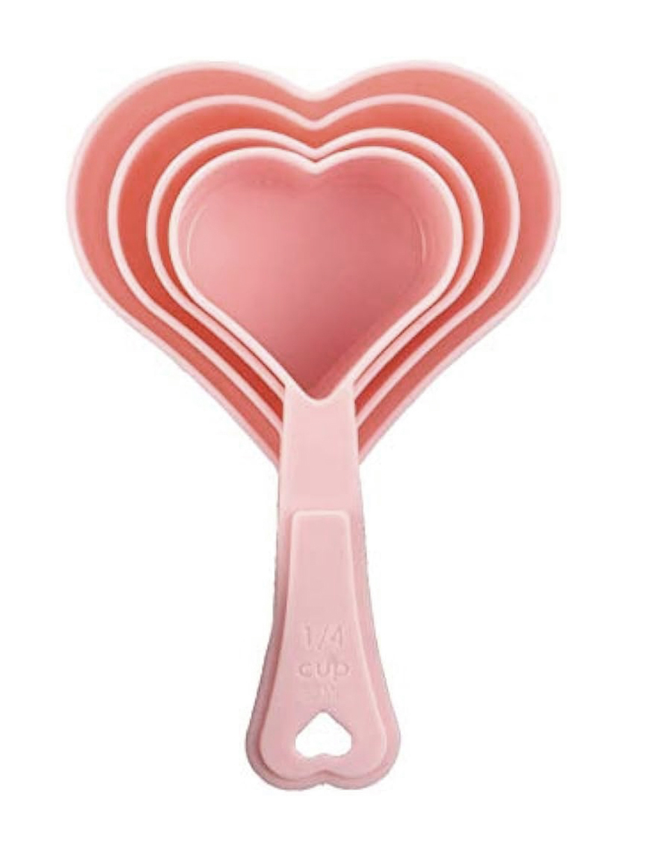 Tazas Medidoras Aleissi Rosa en Forma de Corazón 4 Piezas