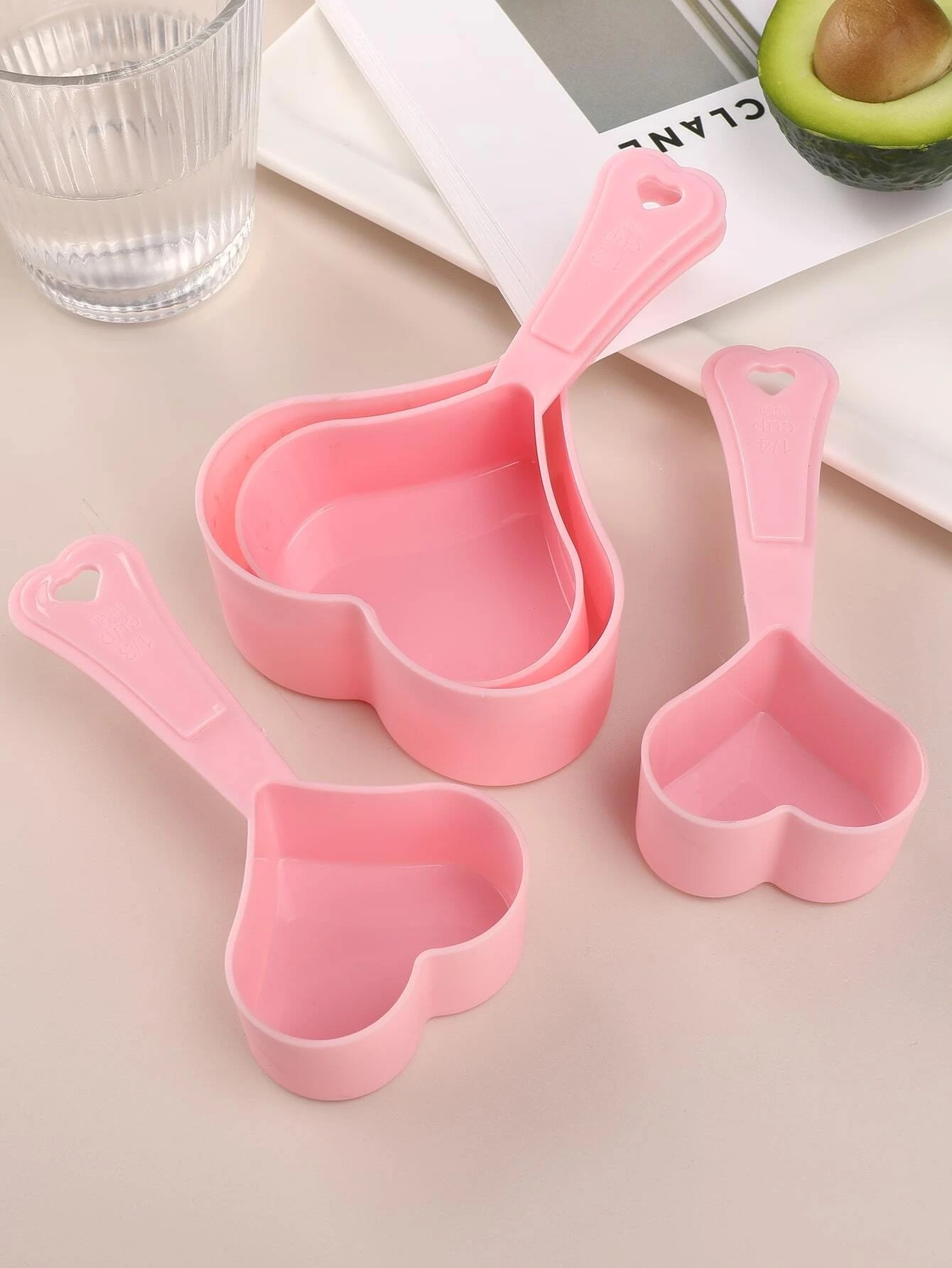 Foto 4 pulgar | Tazas Medidoras Aleissi Rosa en Forma de Corazón 4 Piezas