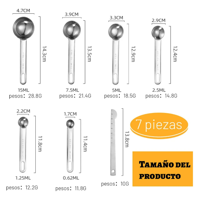 Foto 5 pulgar | Juego Xtellar De 7 Cucharas Medidora De Acero Inoxidable Caja Regalo