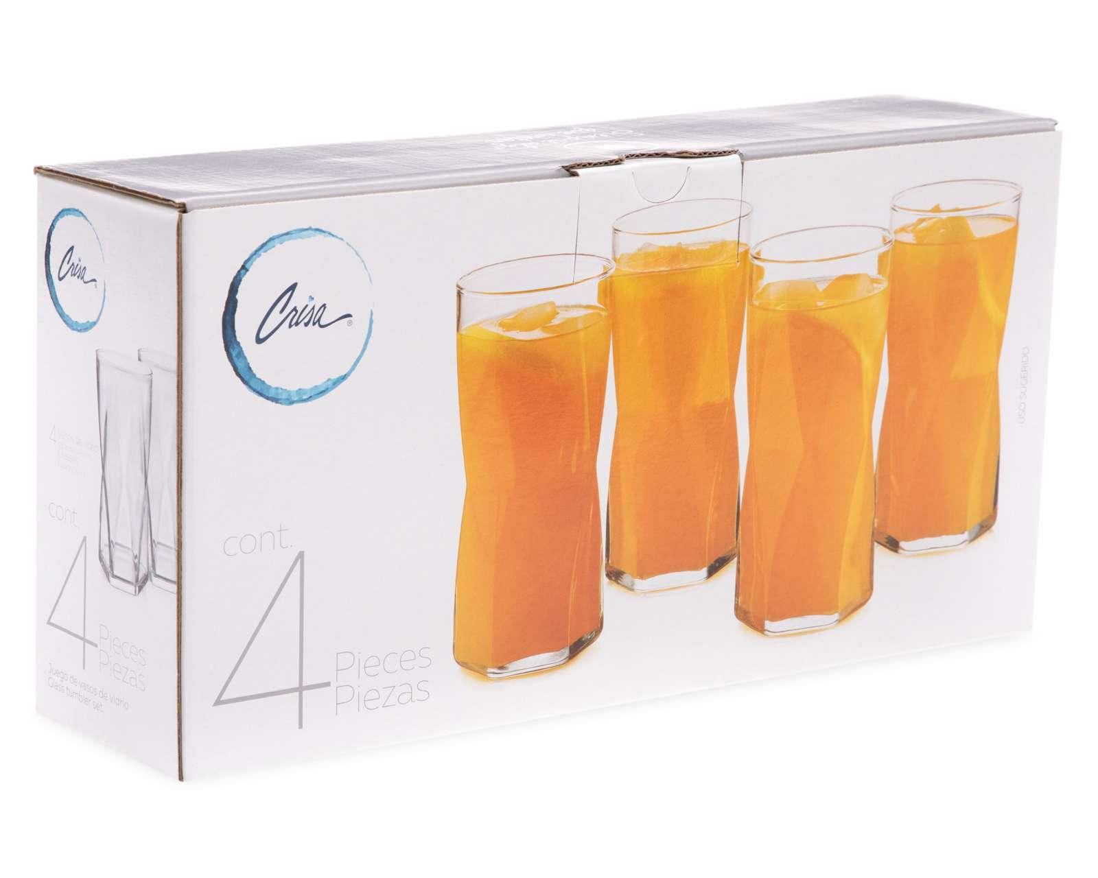 Foto 3 pulgar | Juego de Vasos de Vidrio Crisa 4 Piezas