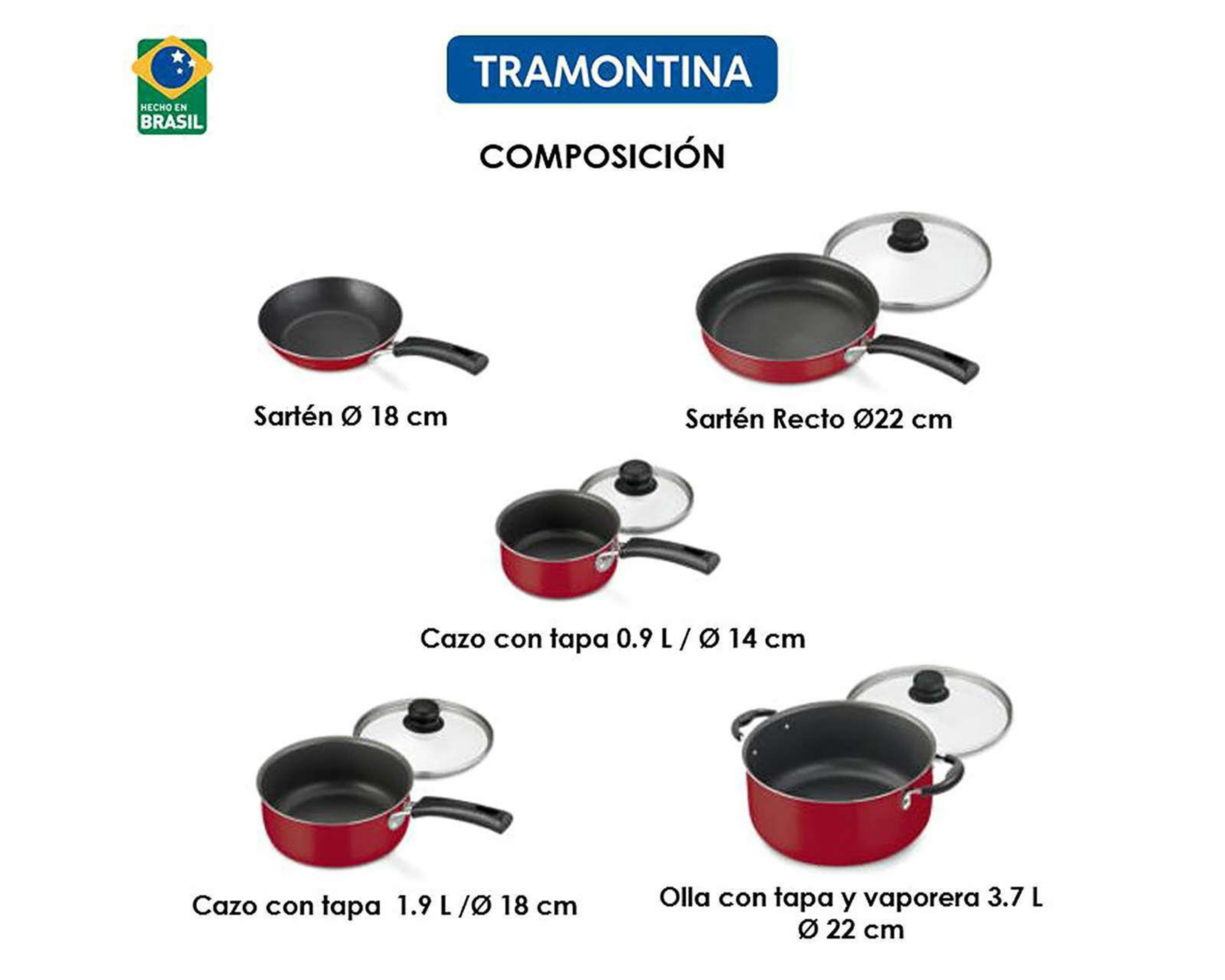 Foto 4 pulgar | Batería de Cocina Tramontina 9 Piezas de Aluminio