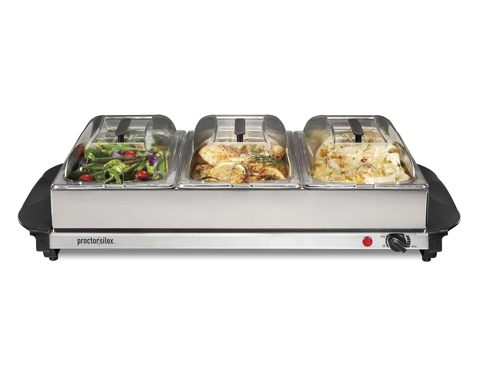 Servidor de Bufet Hamilton Beach Tres Bandejas de Acero Inoxidable $1,799