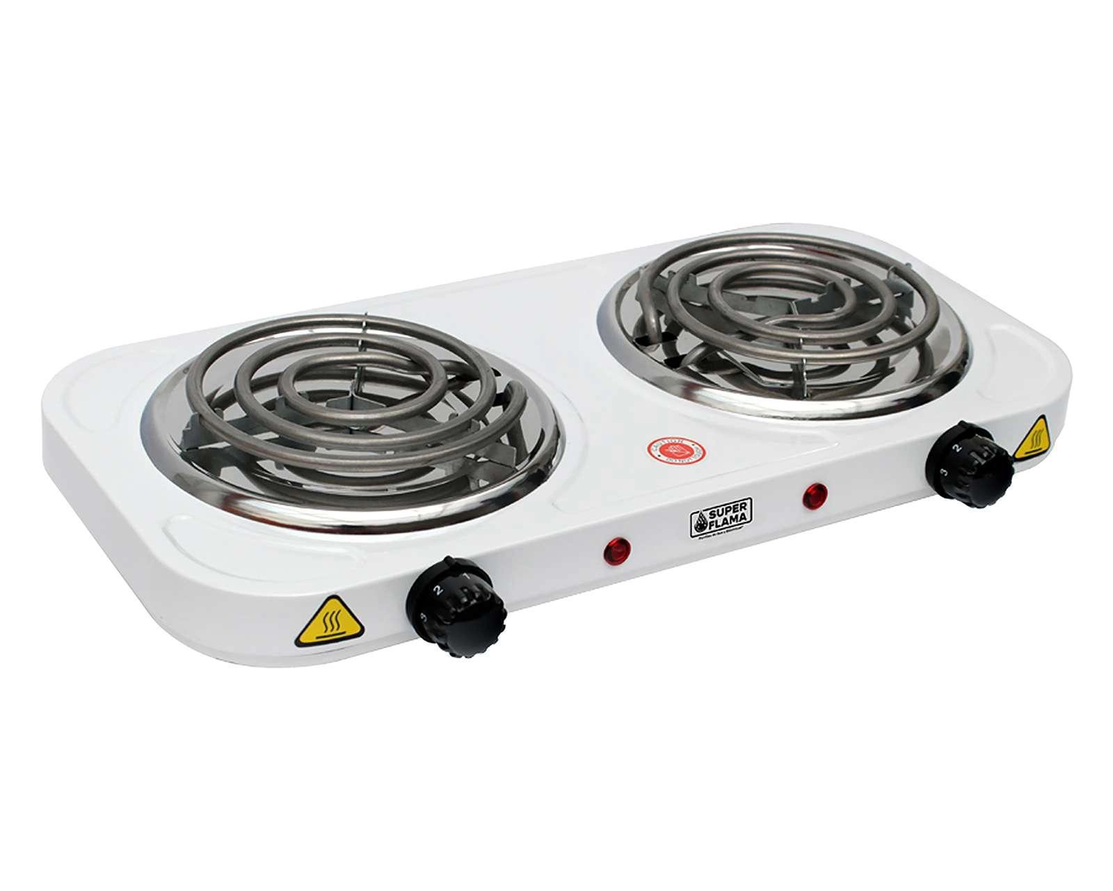 Parrilla Eléctrica Super Flama 2 Quemadores 2R-T-B Blanca