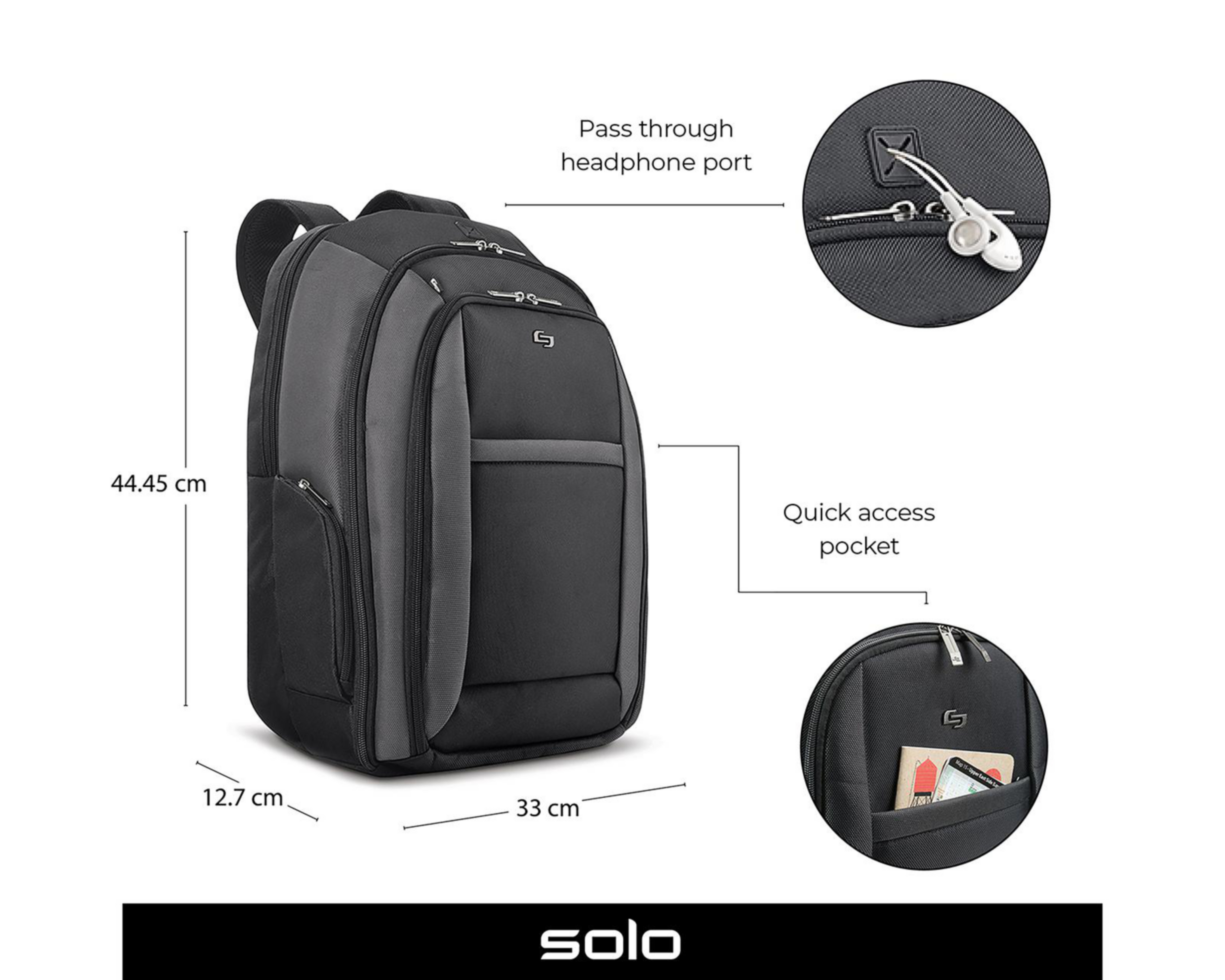 Foto 11 pulgar | Mochila Solo CLA703-4 17" Negra