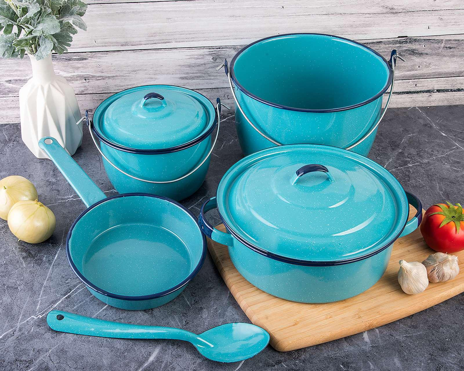 Foto 4 pulgar | Batería de Cocina Cinsa Villa Linda 7 Piezas de Acero Vitrificado