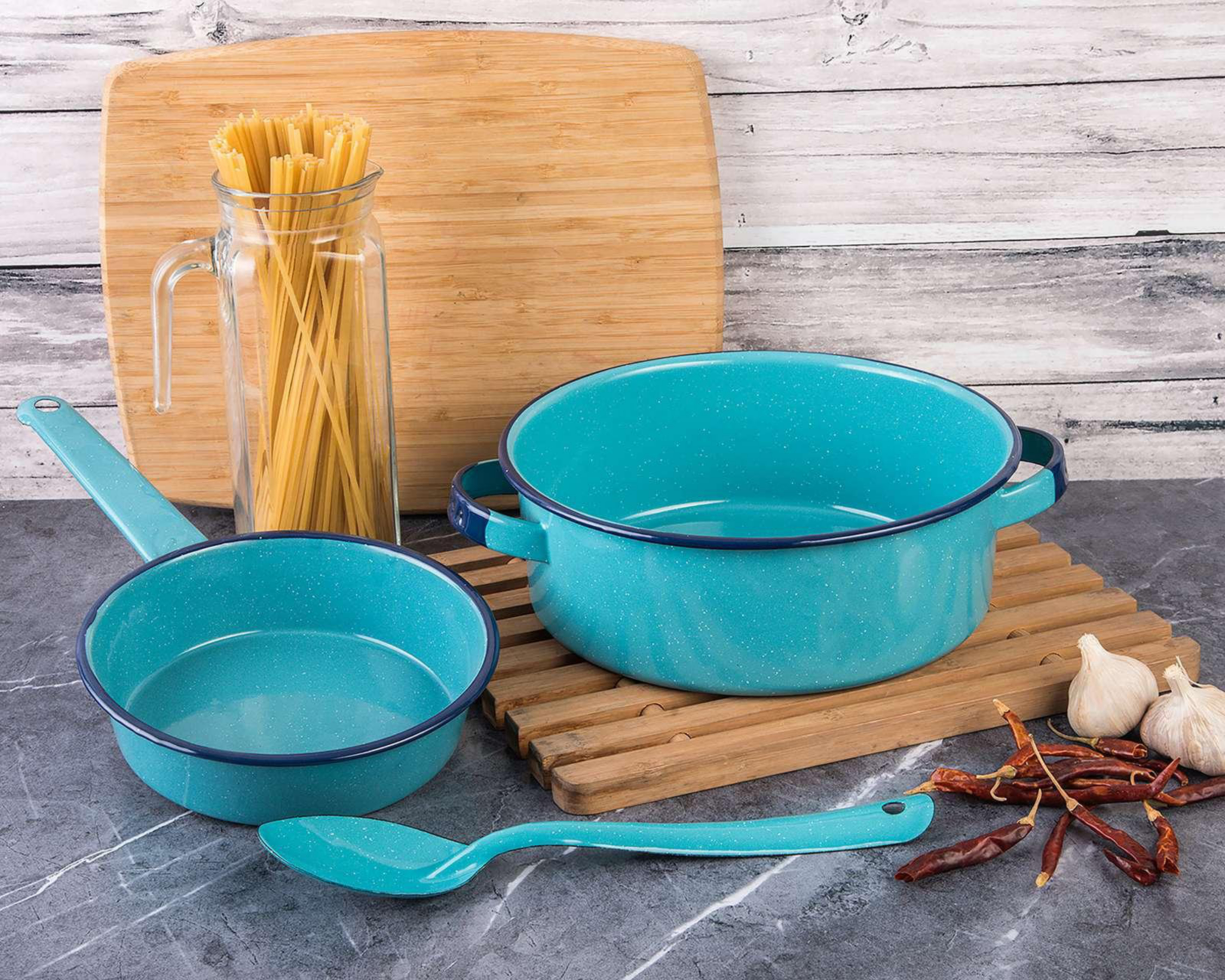 Foto 5 pulgar | Batería de Cocina Cinsa Villa Linda 7 Piezas de Acero Vitrificado