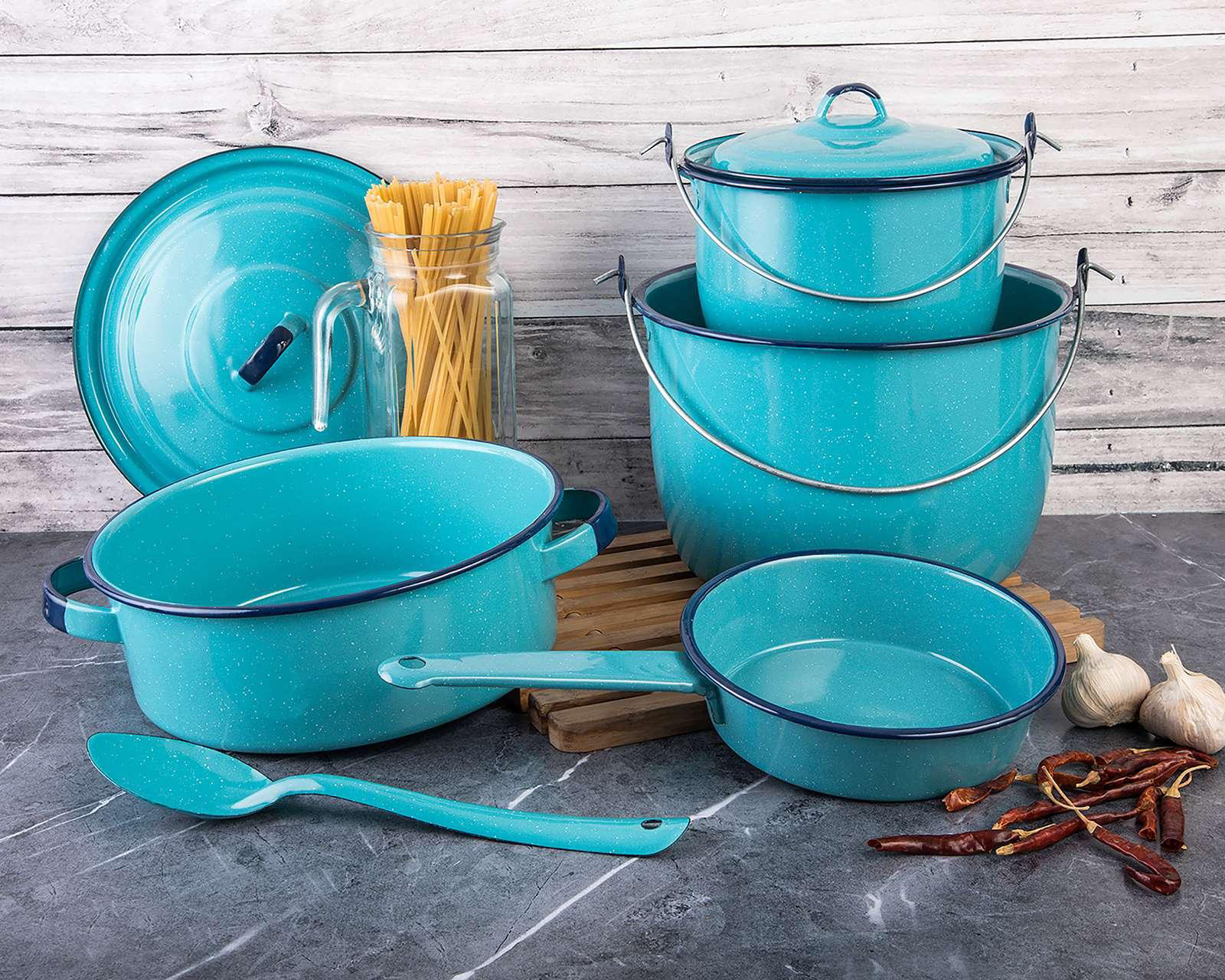 Foto 6 pulgar | Batería de Cocina Cinsa Villa Linda 7 Piezas de Acero Vitrificado