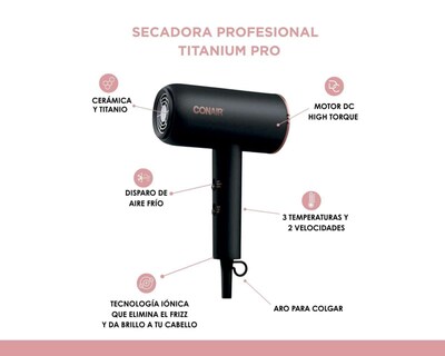 Foto 8 | Secadora de Cabello Conair Titanium Pro 2 Velocidades
