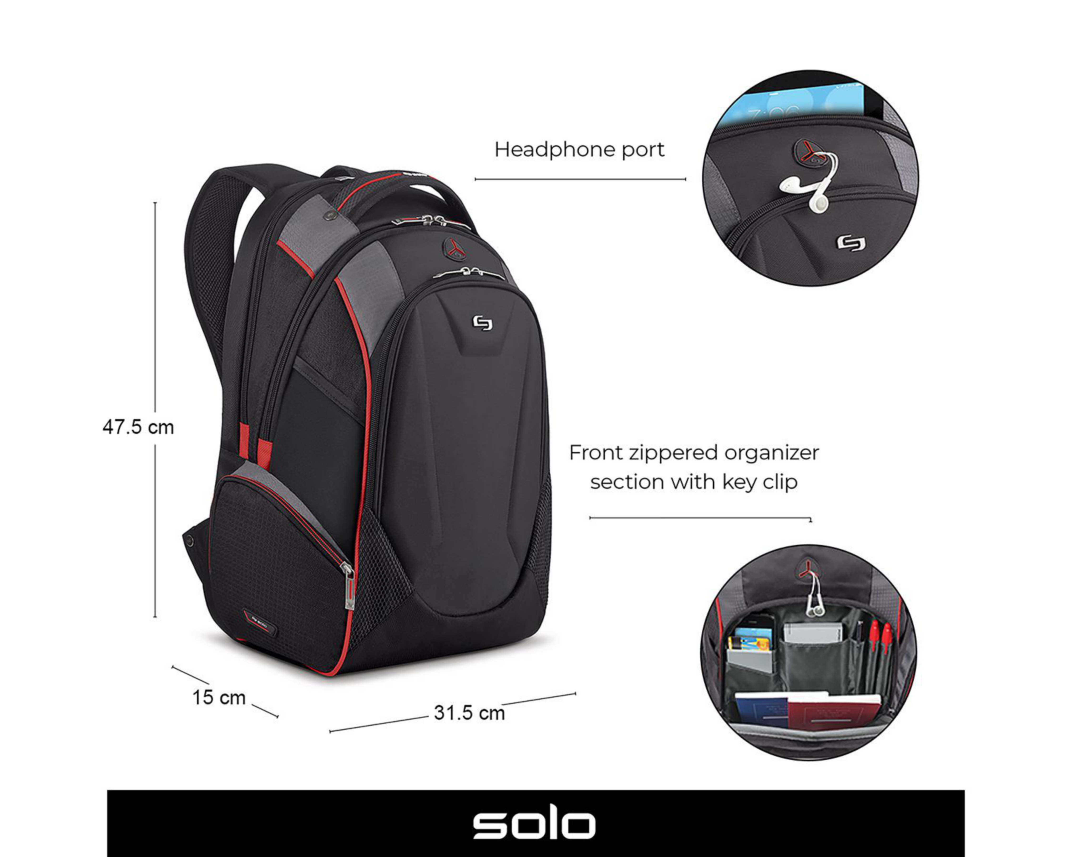 Foto 11 pulgar | Mochila para Laptop Solo ACV711-4 Negra