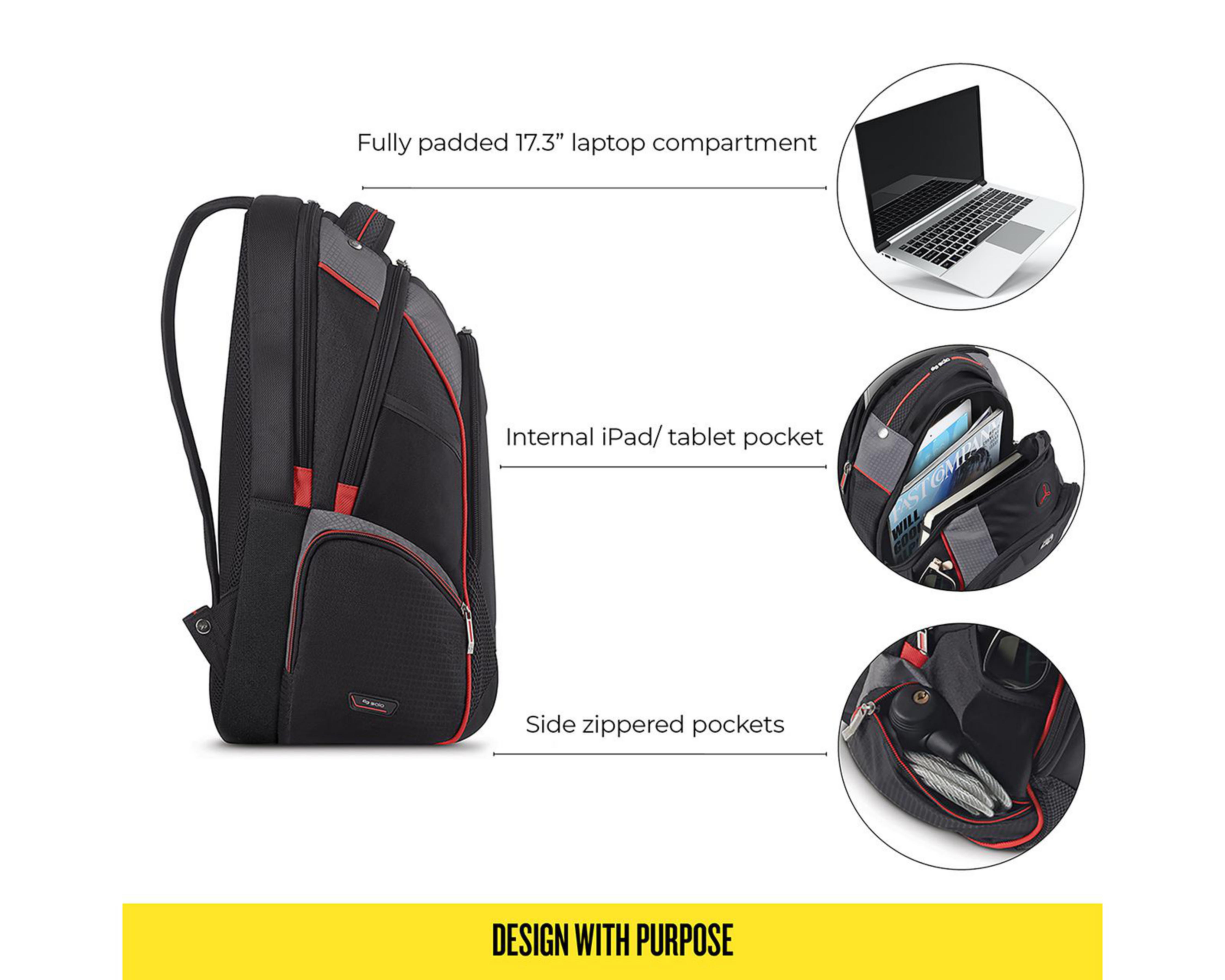 Foto 9 pulgar | Mochila para Laptop Solo ACV711-4 Negra