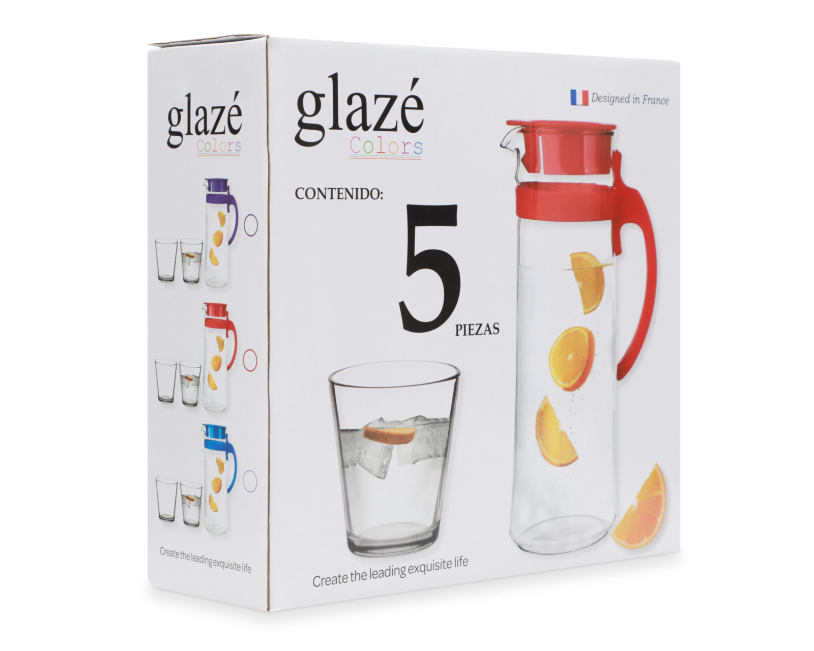 Foto 5 pulgar | Jarra de Vidrio Glazé con 4 Vasos