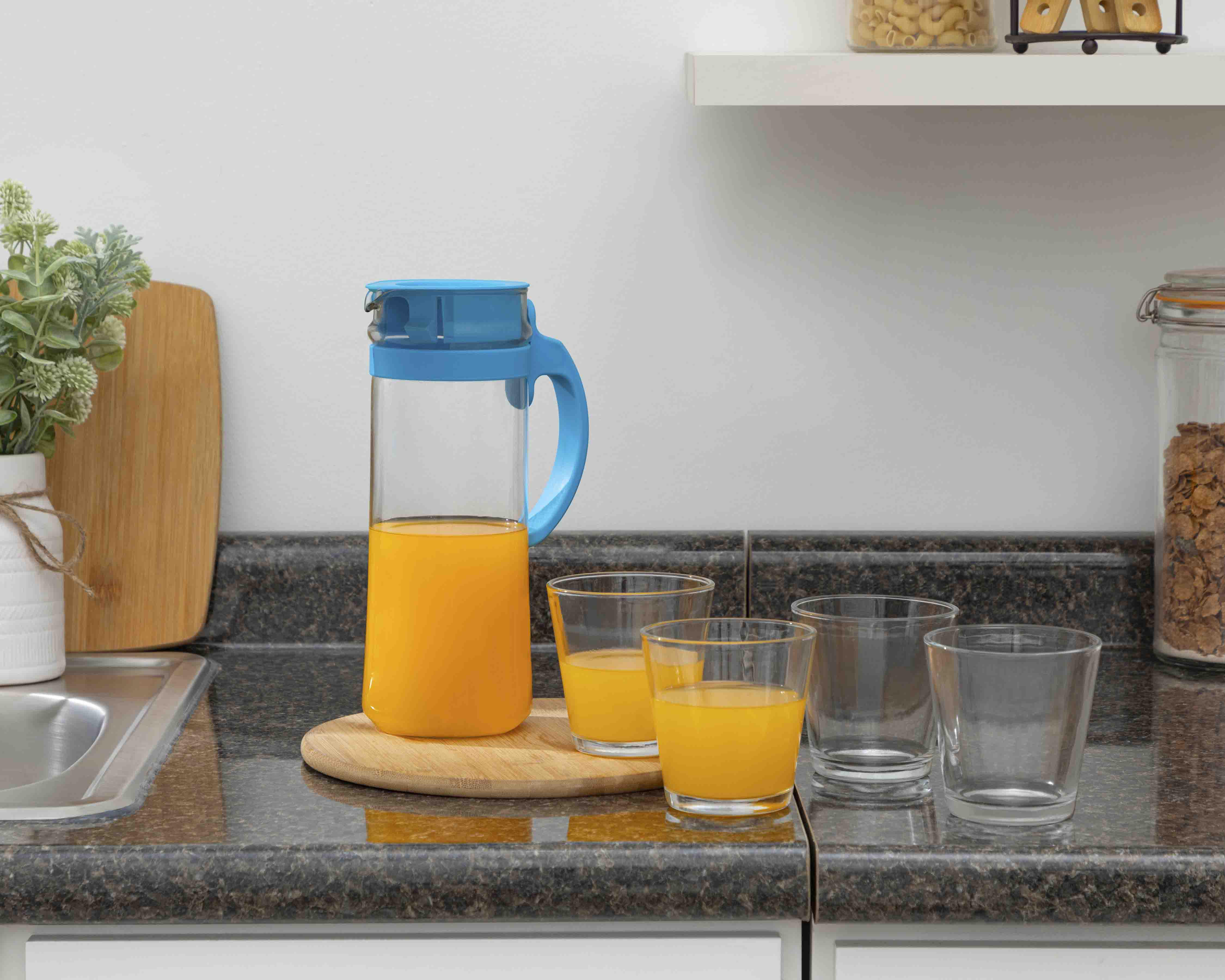 Foto 5 | Jarra de Vidrio Glazé con 4 Vasos
