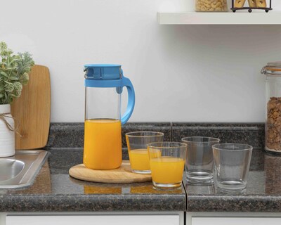 Foto 5 | Jarra de Vidrio Glazé con 4 Vasos