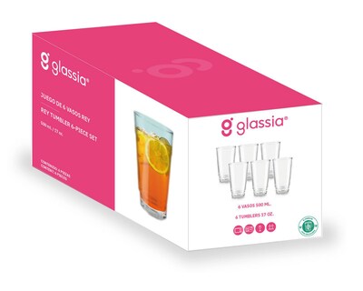 Foto 4 | Vaso de Vidrio Glassia 6 Piezas