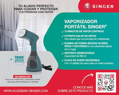 Foto 8 | Plancha de Vapor Portátil Singer 280 ml