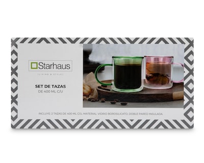 Foto 2 | Taza de Vidrio Starhaus 2 Piezas