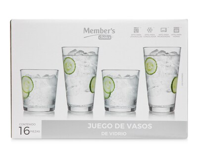 Foto 2 | Vaso de Vidrio Crisa 16 Piezas
