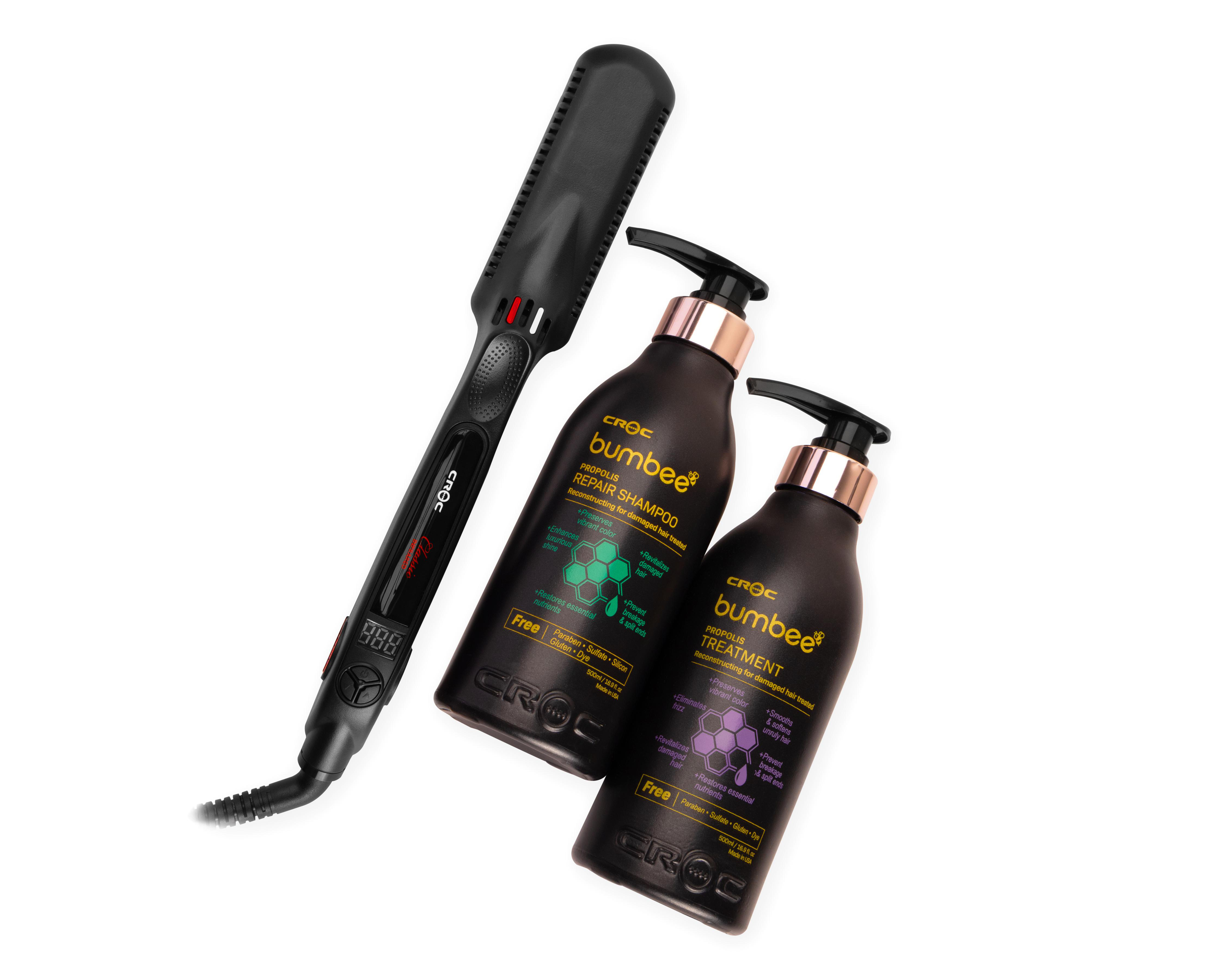 Alaciadora Croc Set Classic Infrared con Shampoo y Tratamiento Reconstructor $2,499