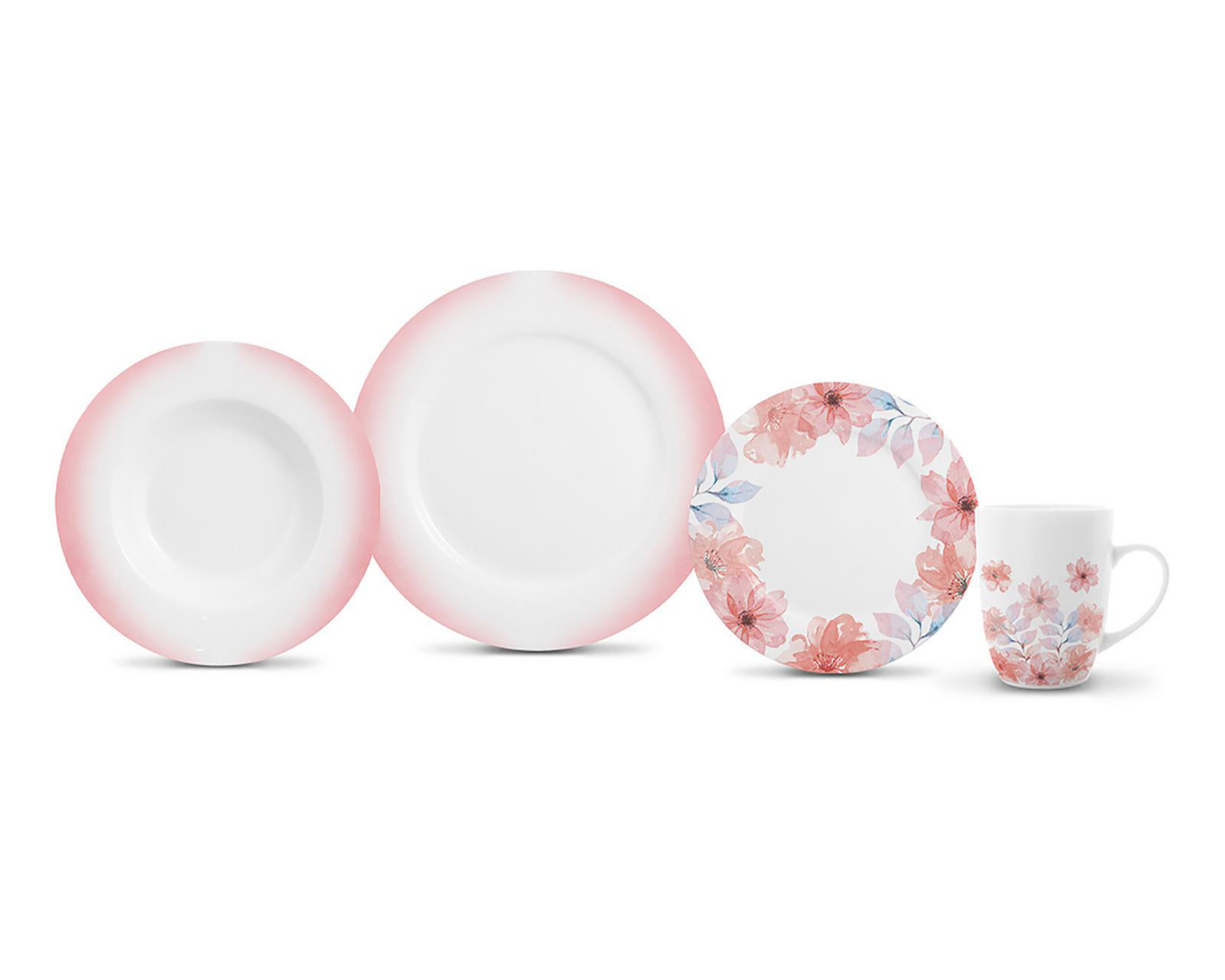 Vajilla de Porcelana Blanca para 4 Personas 16 de Piezas