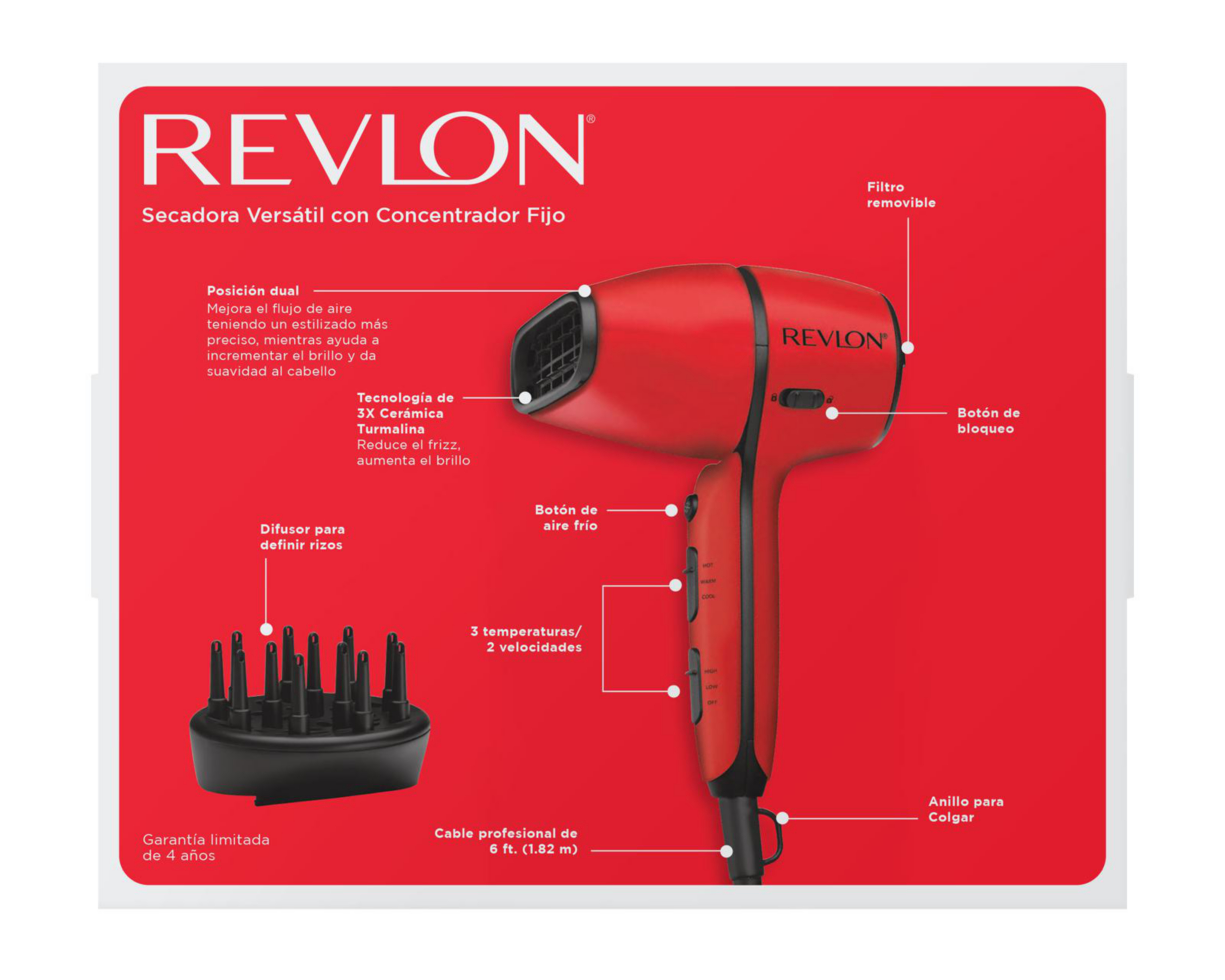 Foto 8 | Secadora de Cabello Revlon Versátil 2 Velocidades