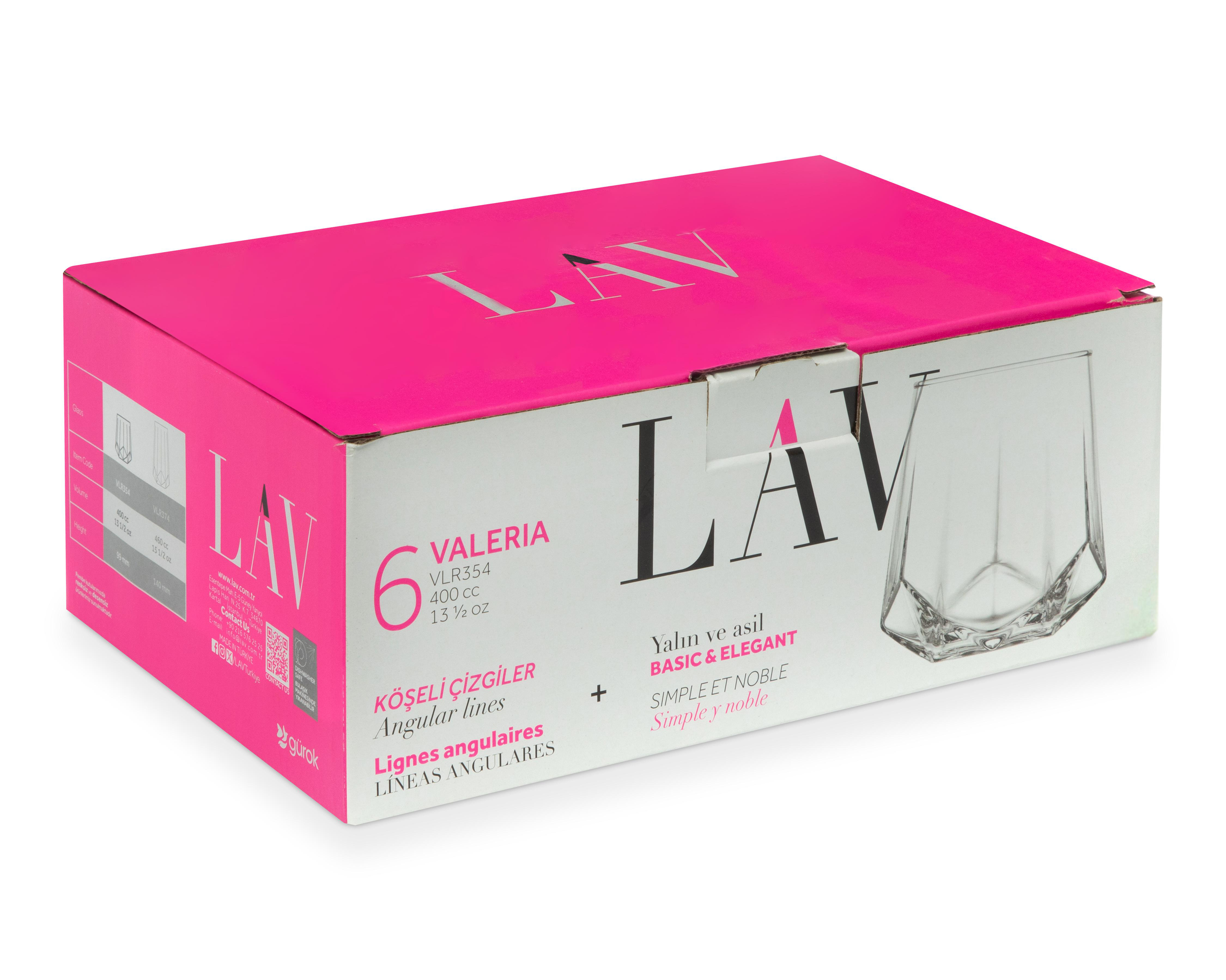 Foto 4 pulgar | Vasos de Vidrio LAV 400 ml 6 Piezas