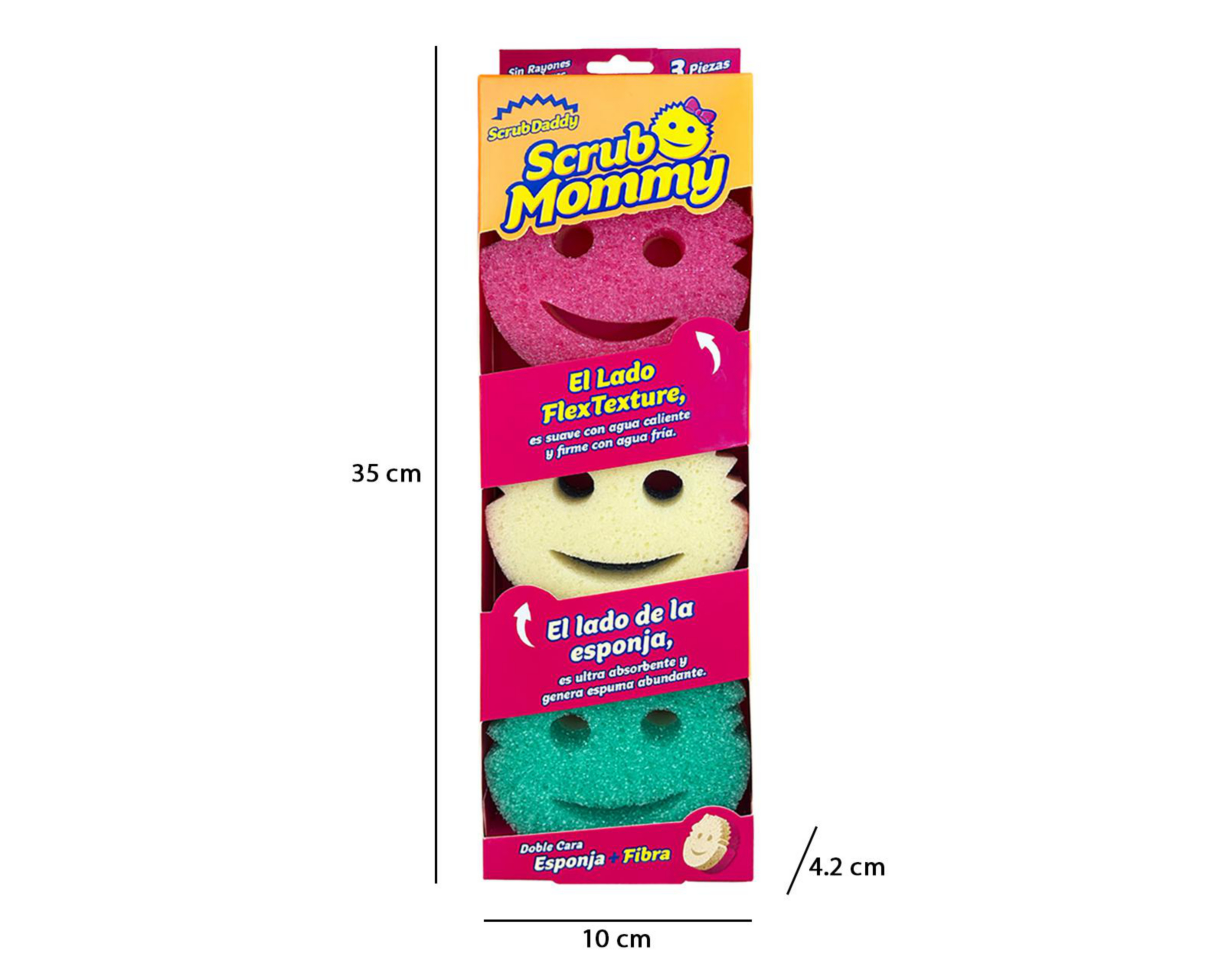 Foto 6 pulgar | Esponjas Scrub Mommy Multicolor Scrub Daddy 3 Piezas