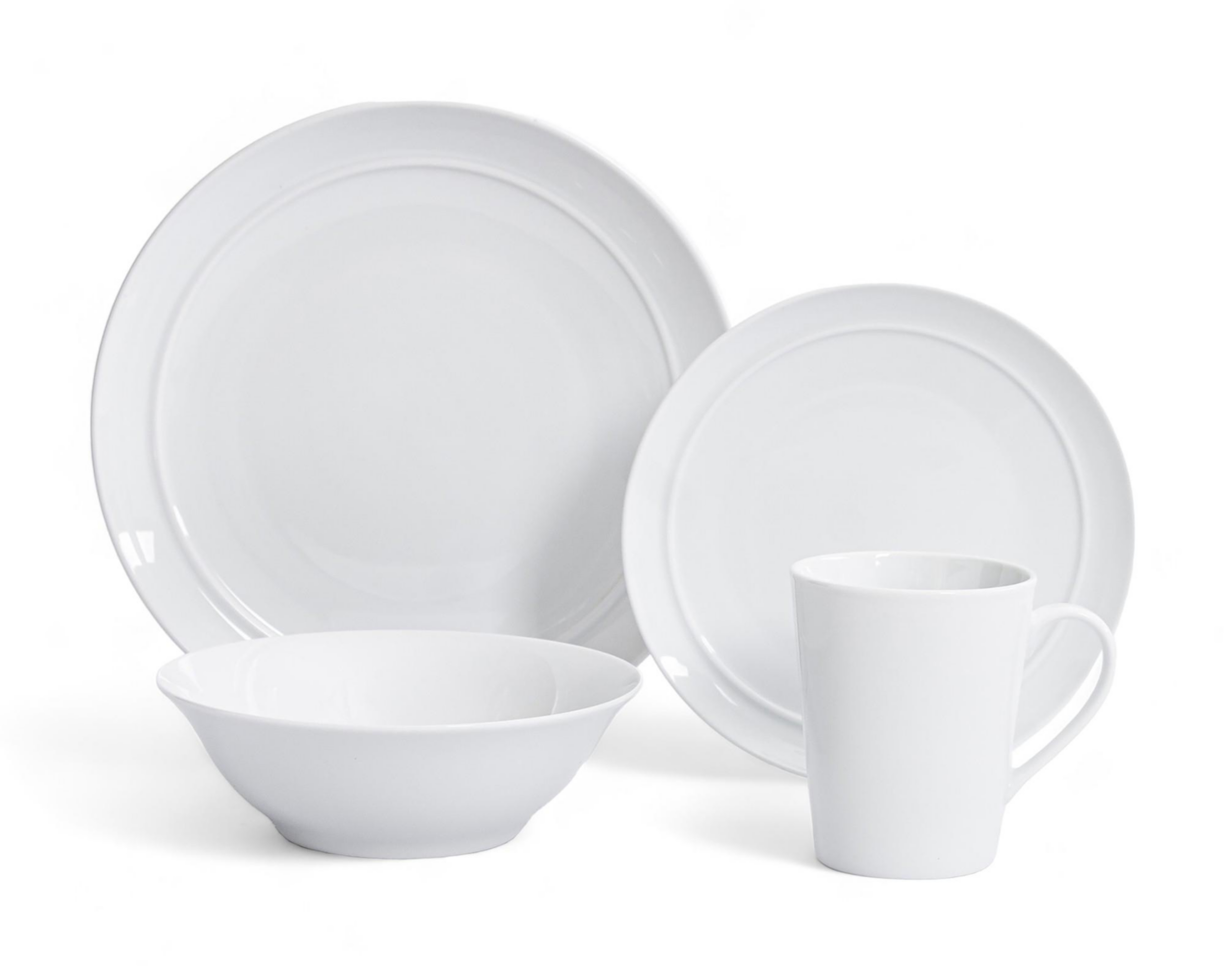 Vajilla de Porcelana Blanca para 4 Personas 16 Piezas