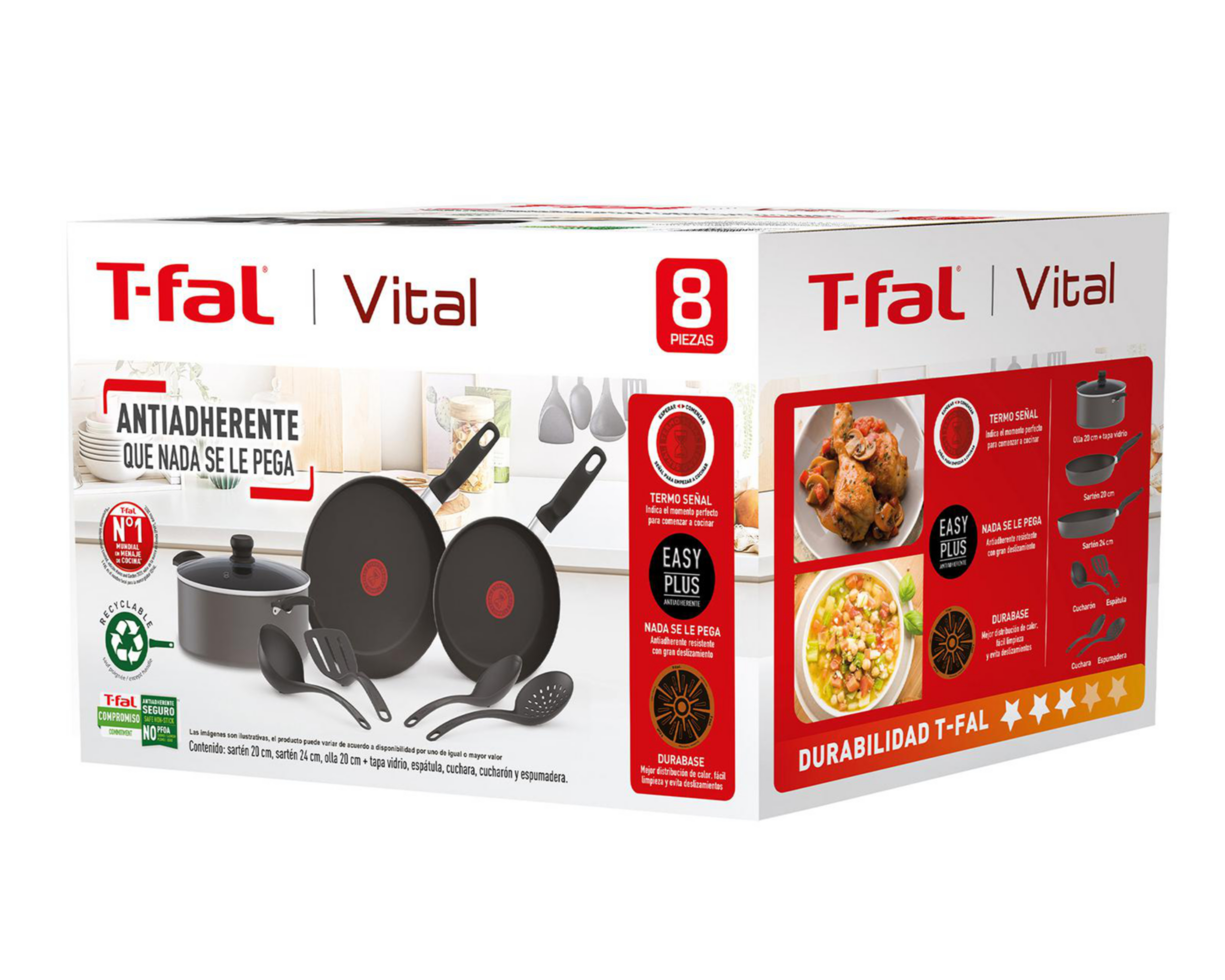 Foto 6 pulgar | Batería de Cocina T-Fal Vital 8 Piezas Gris