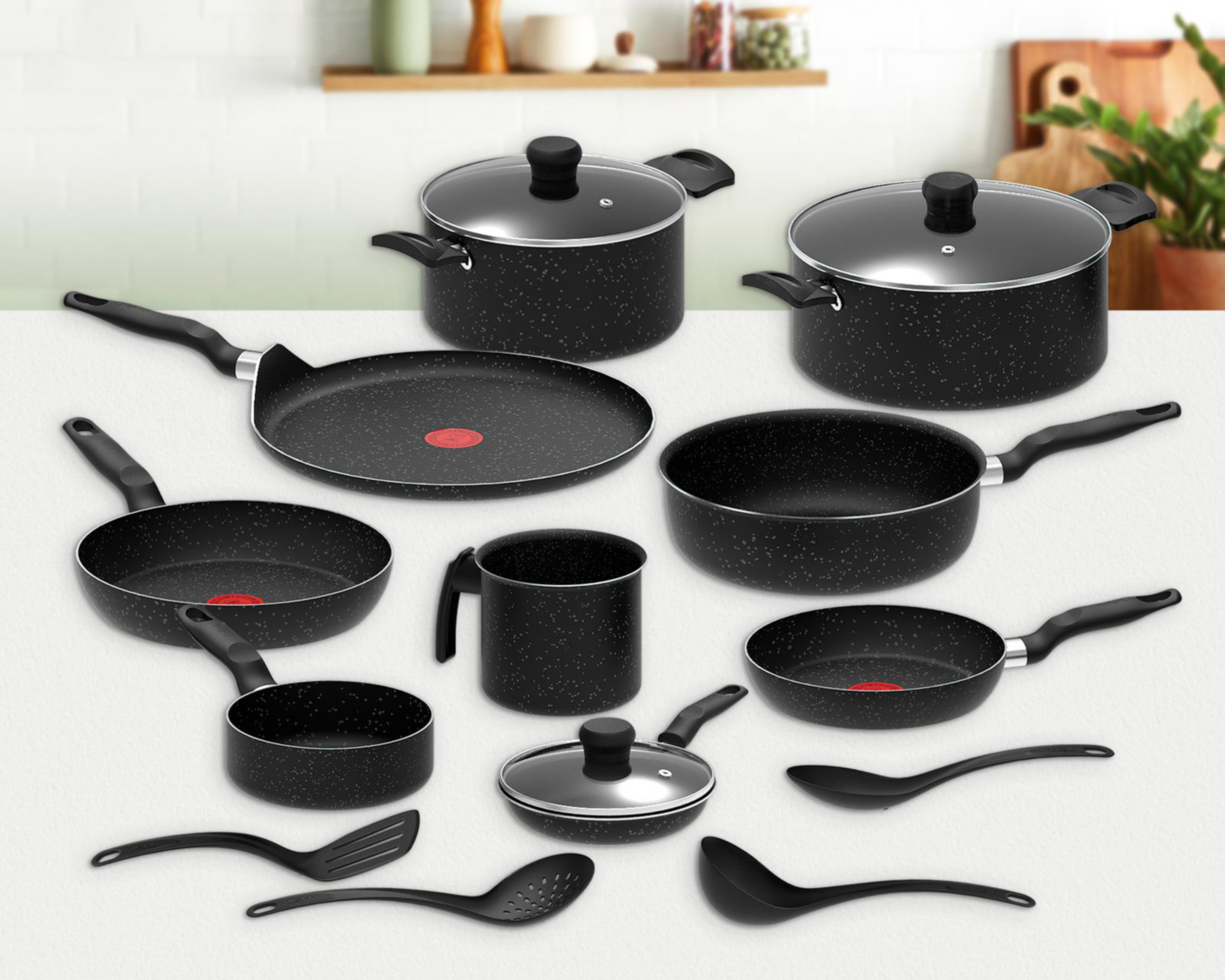 Foto 5 | Batería de Cocina T-Fal Vital Stone 16 Piezas Negro