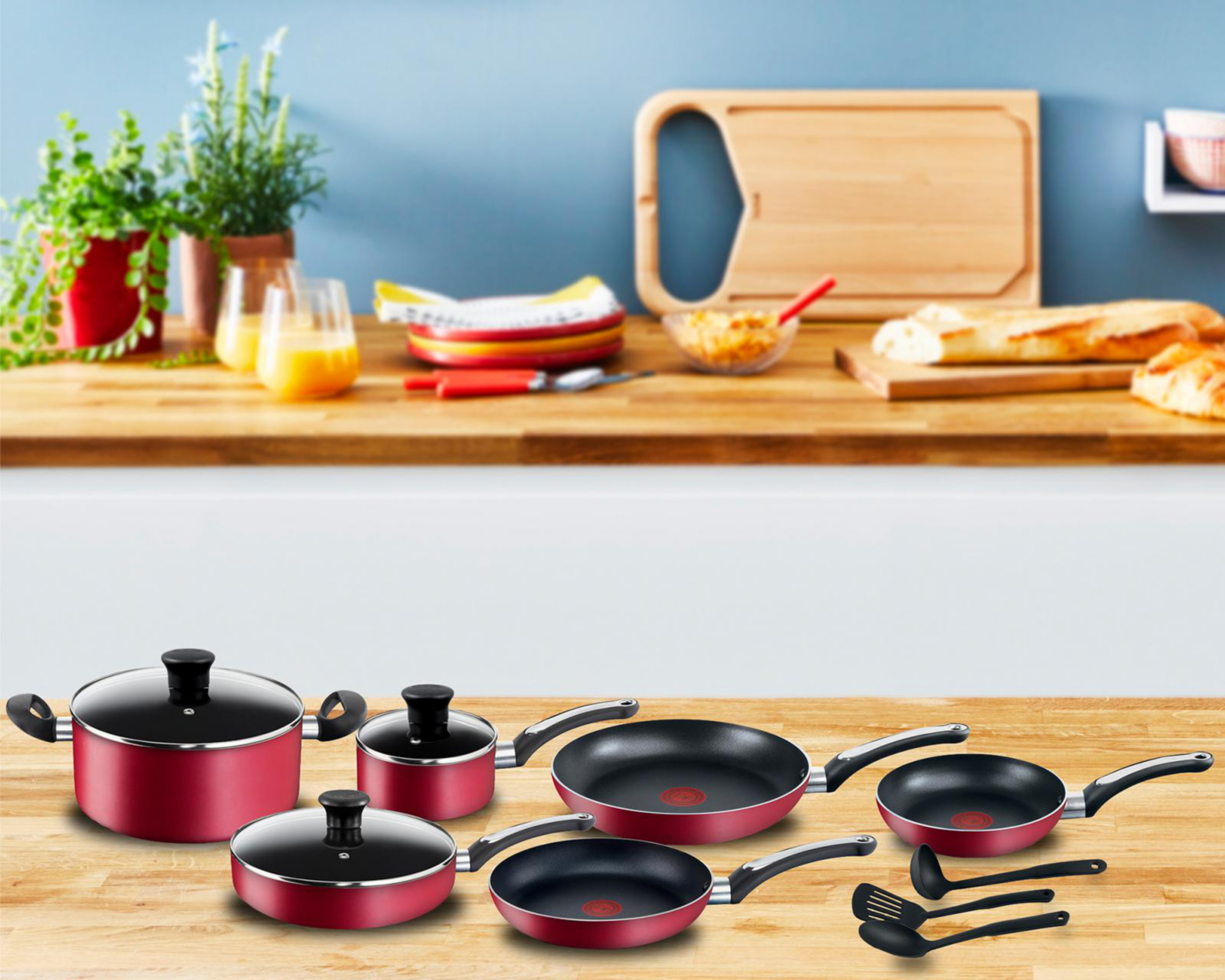 Foto 7 | Batería de Cocina T-Fal Character 12 Piezas Roja